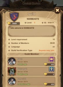 find friends in other guilde afk arena