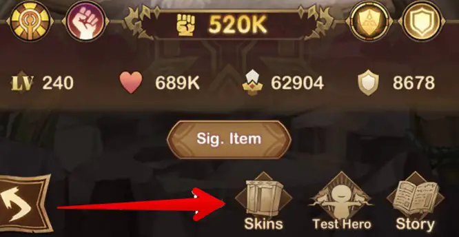where to find hero skins in afk arena