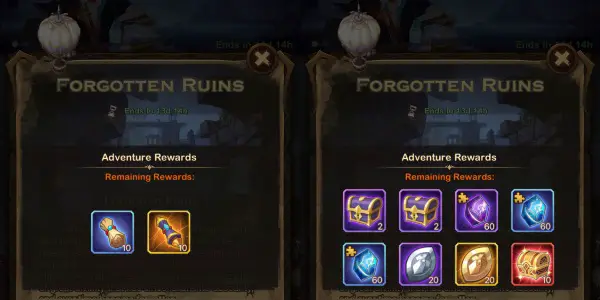 forgotten ruins rewards