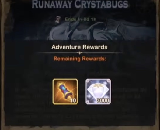 runaway crystabugs rewards